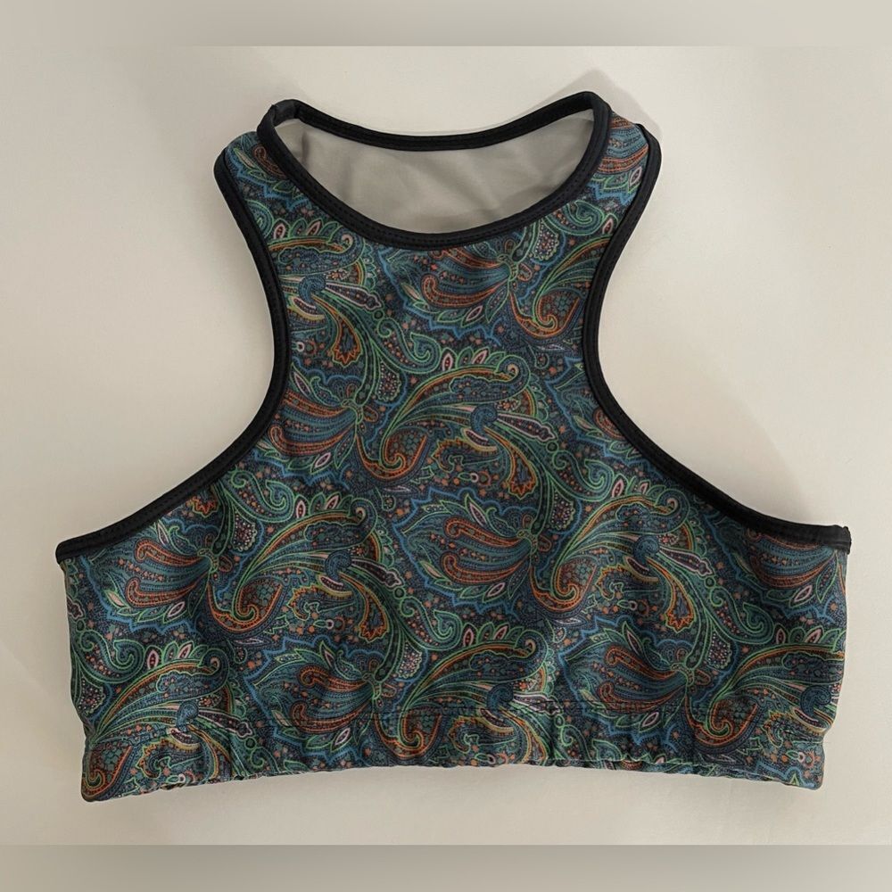 Fit Mama Paisley Print Razorback Sports Bra.